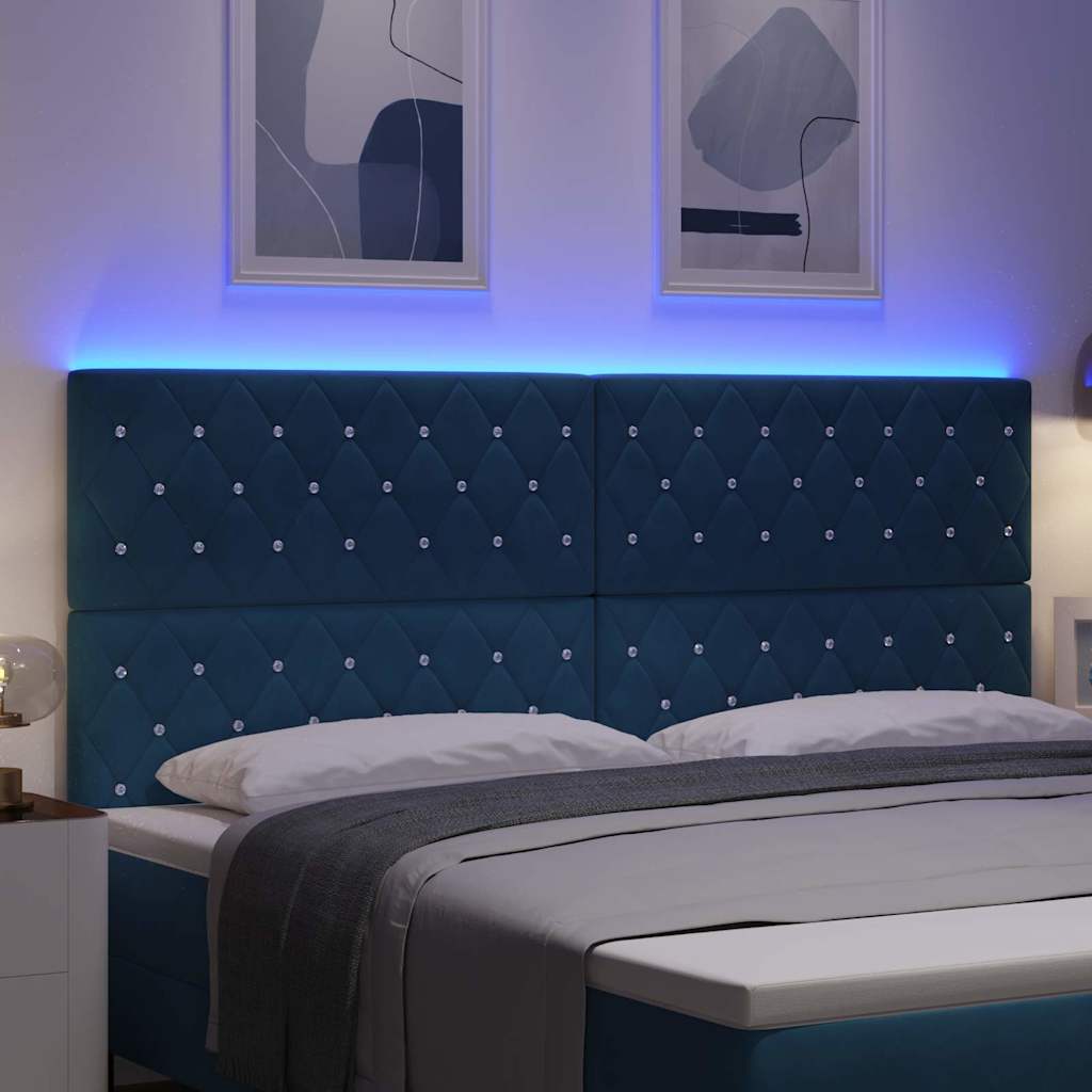 LED κεφαλάρι με LED ταινίες φωτός Σκούρο Μπλε 200 cm Βελούδο - Pakobazaar