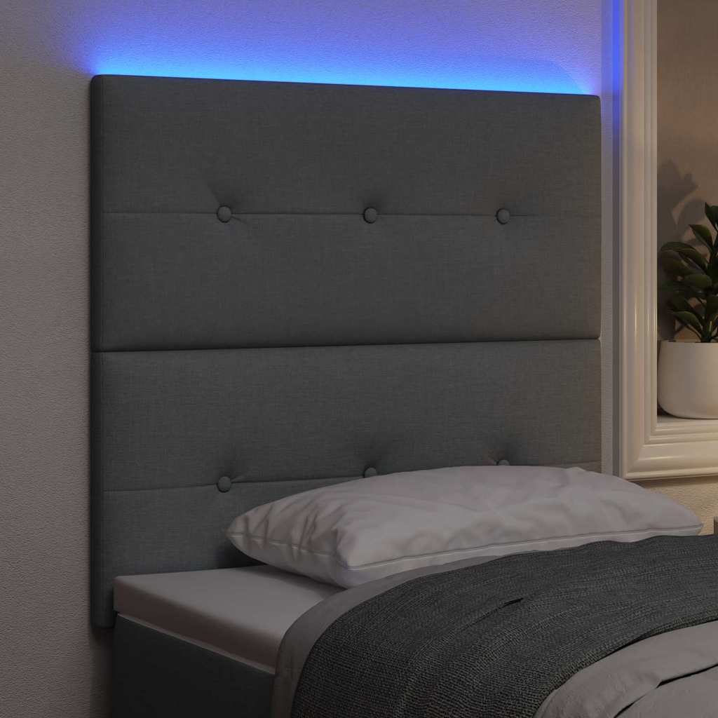 LED κεφαλάρι με LED ταινίες φωτός Ανοιχτό γκρι 100 cm ύφασμα - Pakobazaar