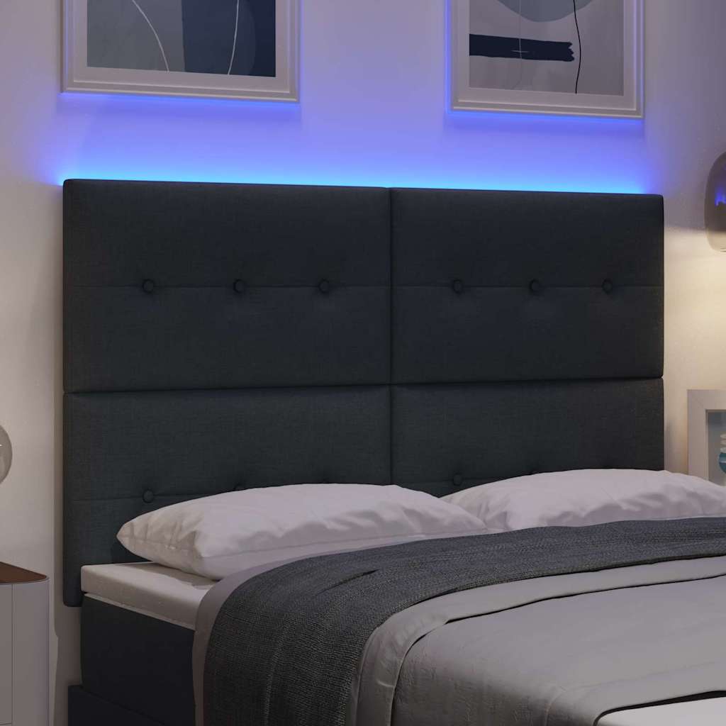 LED κεφαλάρι με LED ταινίες φωτός Σκούρο Γκρι 144 cm ύφασμα