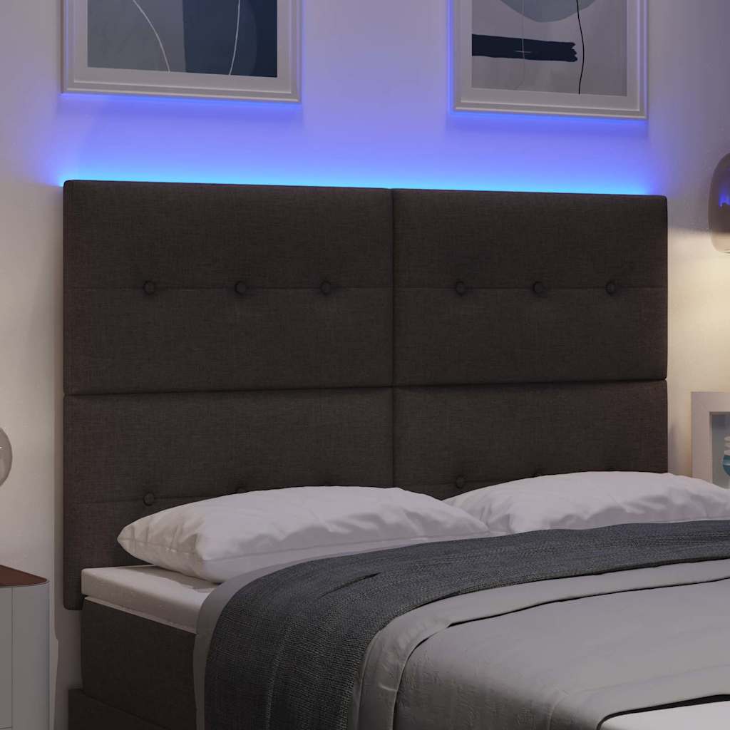 LED κεφαλάρι με φώτα λωρίδας LED Σκούρο Καφέ 160 cm Πολυεστέρας - Pakobazaar