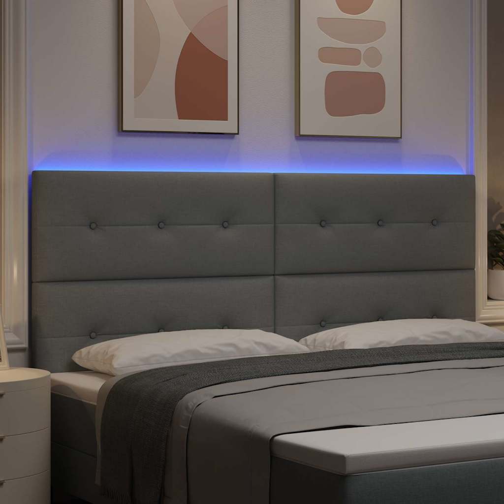 LED κεφαλάρι με LED ταινίες φωτός Ανοιχτό γκρι 200 cm ύφασμα - Pakobazaar