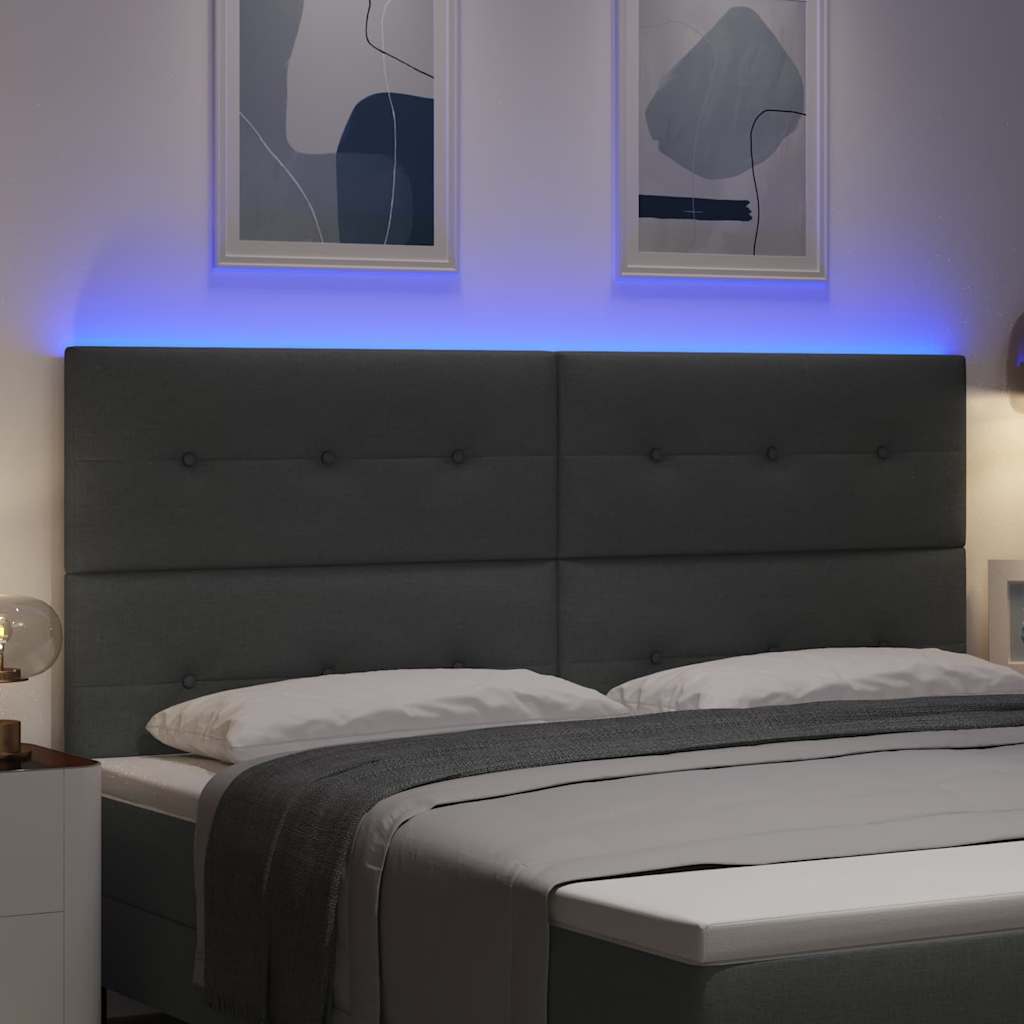 LED κεφαλάρι με LED ταινίες φωτός Σκούρο Γκρι 200 cm ύφασμα - Pakobazaar
