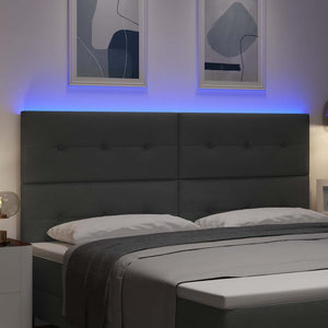 LED κεφαλάρι με LED ταινίες φωτός Σκούρο Γκρι 200 cm ύφασμα - Pakobazaar