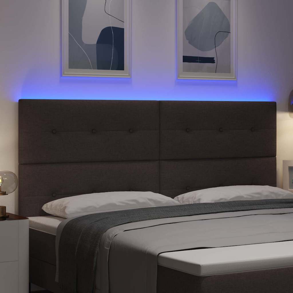 LED κεφαλάρι με LED ταινίες φωτός Σκούρο Καφέ 200 cm ύφασμα - Pakobazaar