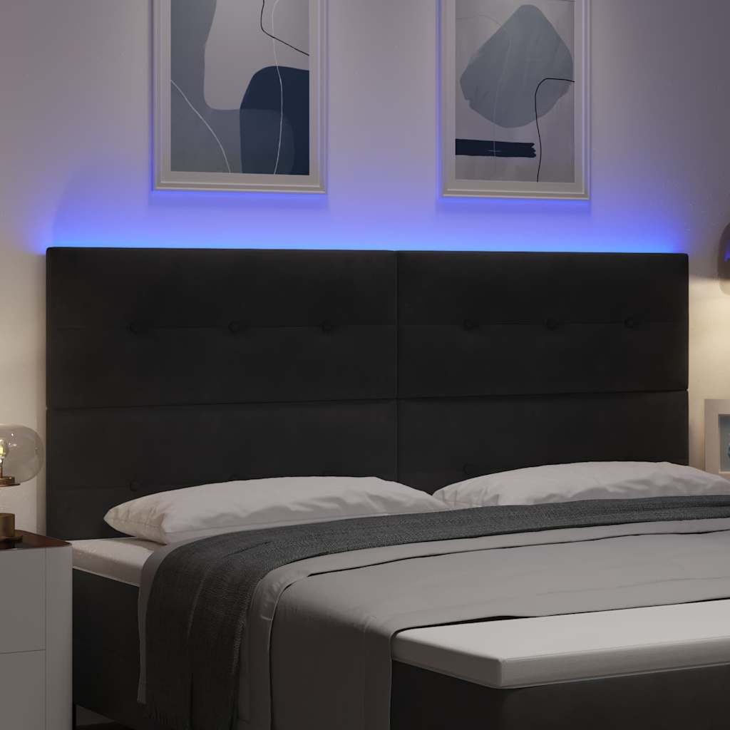 LED κεφαλάρι με φώτα λωρίδας LED Μαύρο 200 cm Πολυεστέρας - Pakobazaar