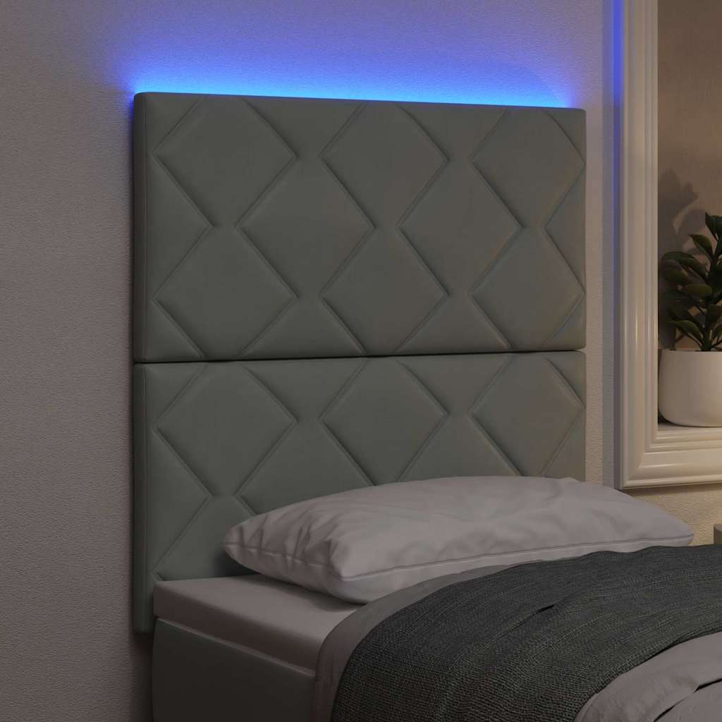 LED κεφαλάρι Ανοιχτό γκρι 80 cm Βελούδο - Pakobazaar