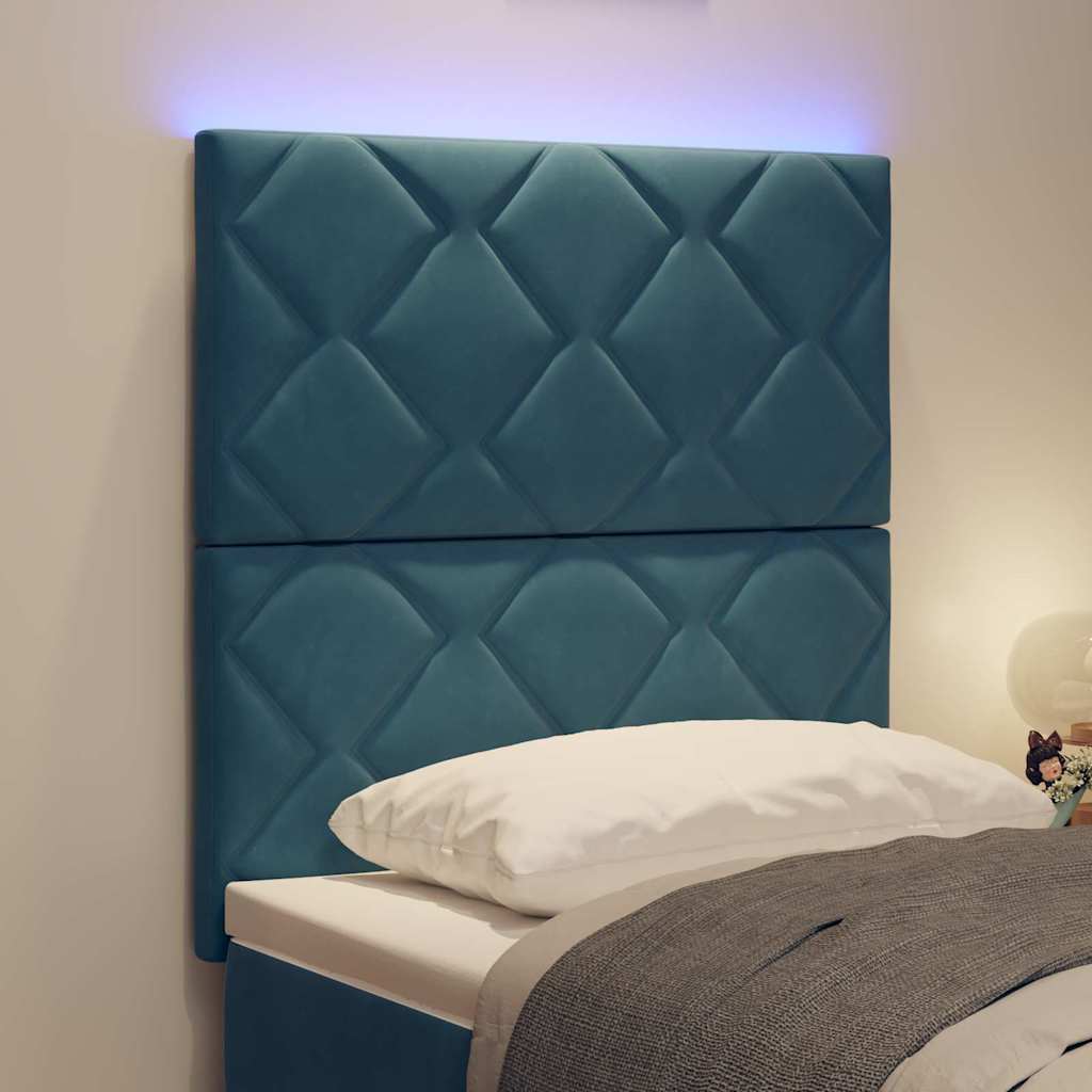 LED κεφαλάρι Σκούρο Μπλε 80 cm Βελούδο - Pakobazaar