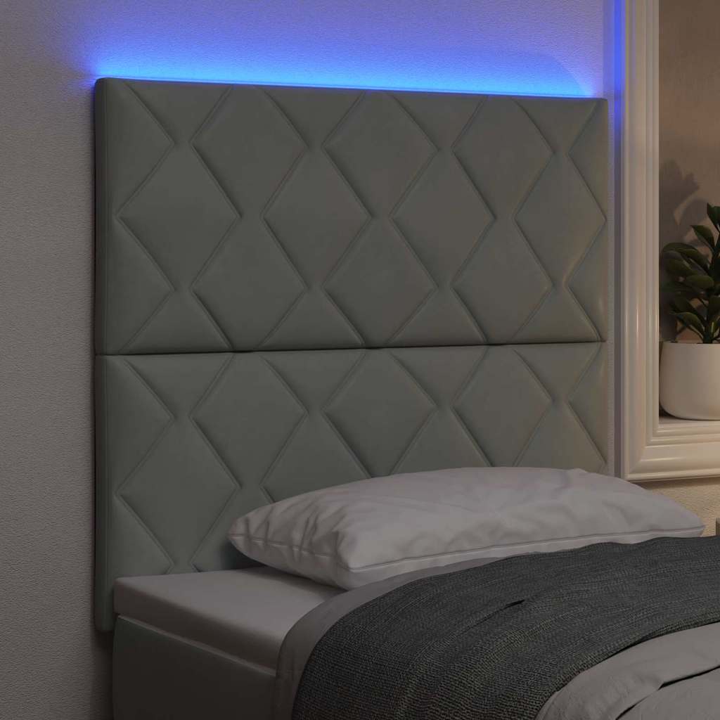 LED κεφαλάρι Ανοιχτό γκρι 100 cm Βελούδο - Pakobazaar