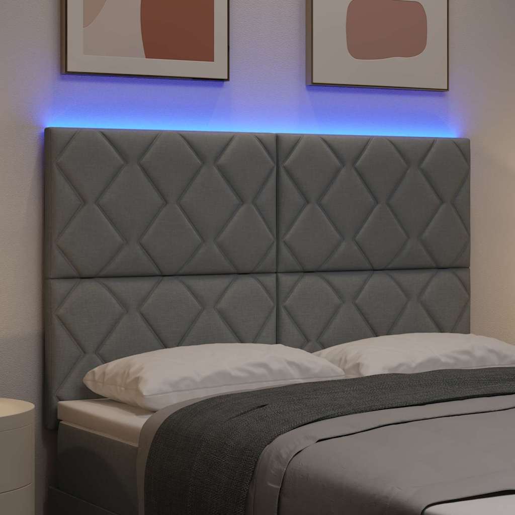 LED κεφαλάρι Ανοιχτό γκρι 144 cm ύφασμα - Pakobazaar