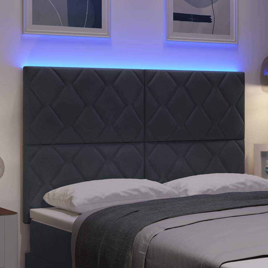 LED κεφαλάρι Σκούρο Γκρι 160 cm Βελούδο - Pakobazaar