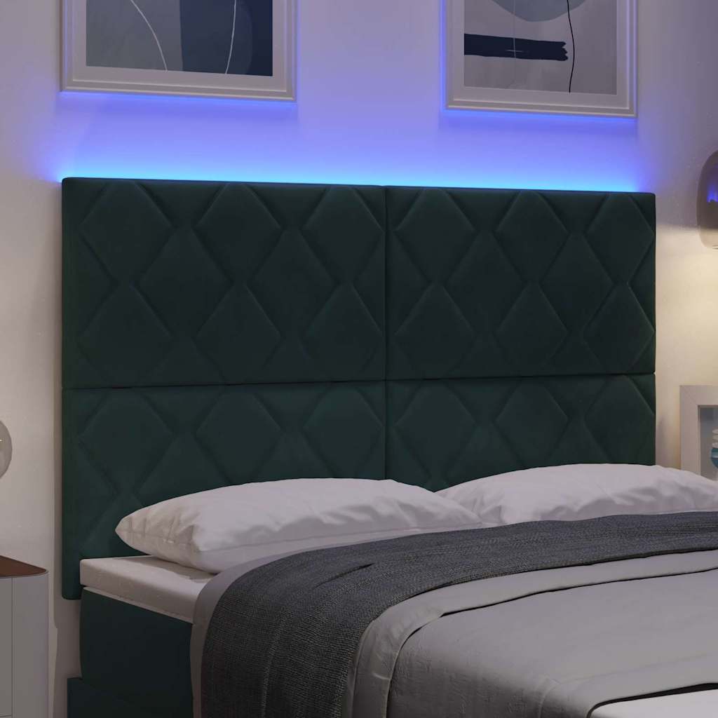LED κεφαλάρι Σκούρο Πράσινο 160 cm Βελούδο