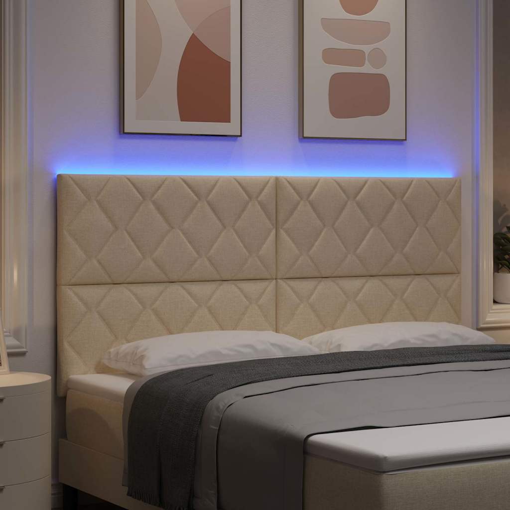 LED κεφαλάρι Κρεμ 180 cm ύφασμα - Pakobazaar