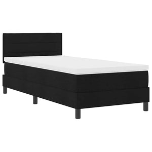 Κρεβάτι με ελατήρια με κεφαλάρι Μαύρο 90 x 200 cm ύφασμα