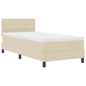 Κρεβάτι με ελατήρια με κεφαλάρι Κρεμ 90 x 200 cm ύφασμα