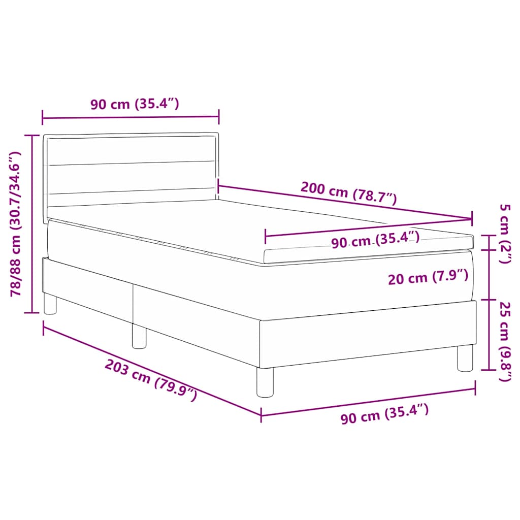 Κρεβάτι με ελατήρια με στρώμα Μπλε 90 x 200 cm ύφασμα - Pakobazaar