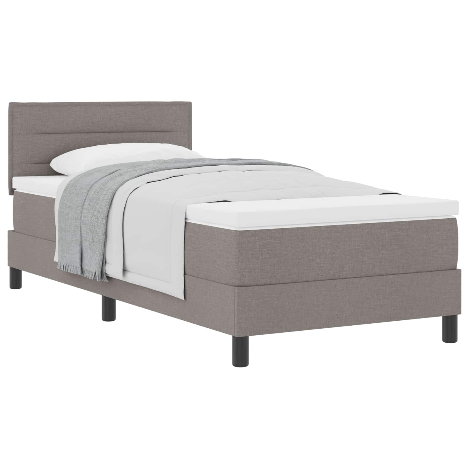 Κρεβάτι με ελατήρια με κεφαλάρι Taupe 100 x 200 cm ύφασμα - Pakobazaar