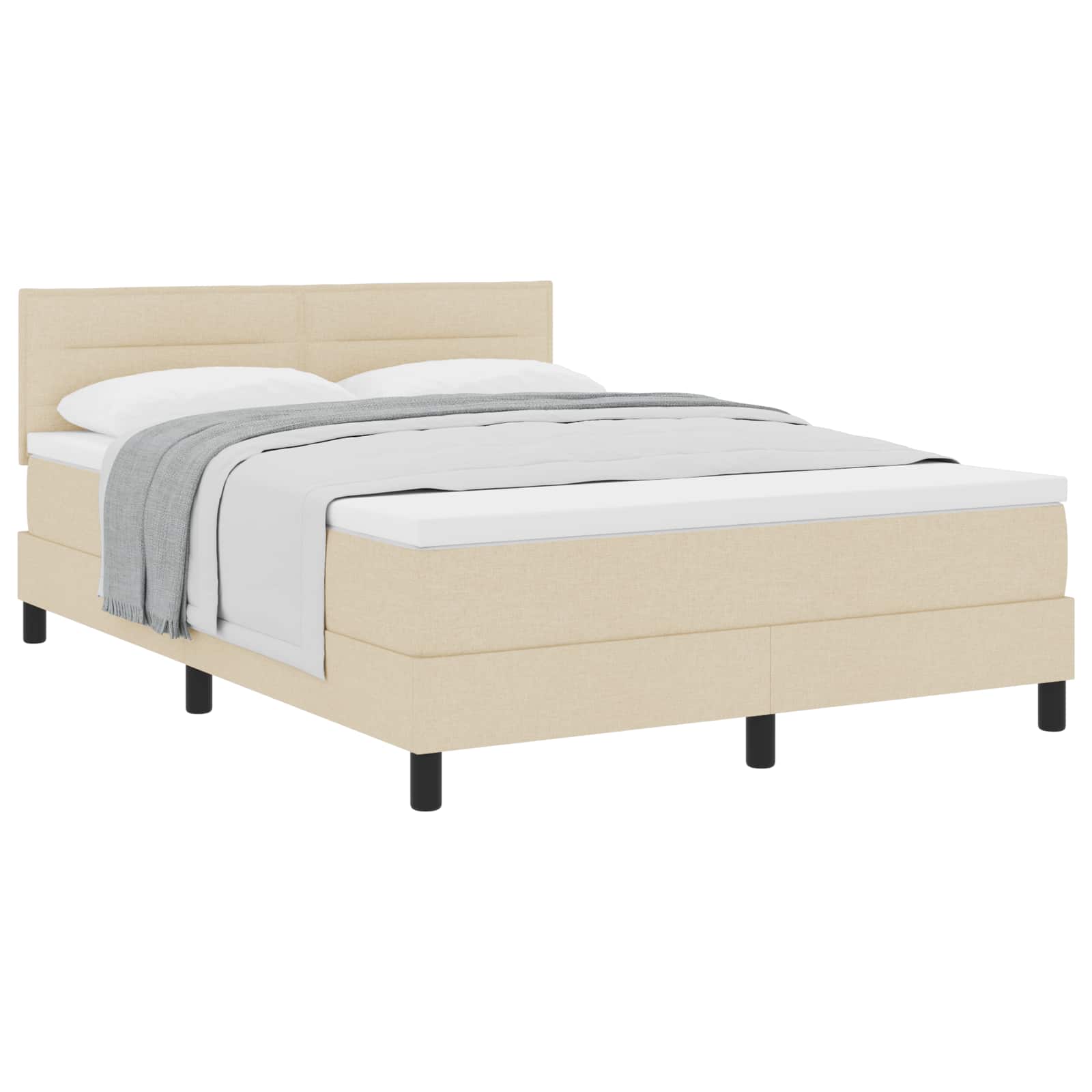 Κρεβάτι με ελατήρια με στρώμα Κρεμ 140 x 190 cm ύφασμα - Pakobazaar