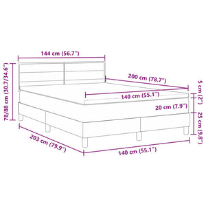 Κρεβάτι με ελατήρια με στρώμα Μαύρο 140 x 200 cm ύφασμα - Pakobazaar