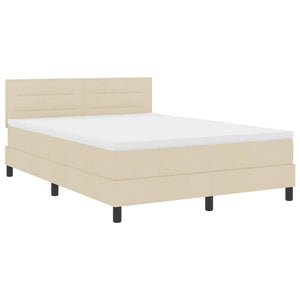 Κρεβάτι με ελατήρια με κεφαλάρι Κρεμ 160 x 200 cm ύφασμα - Pakobazaar