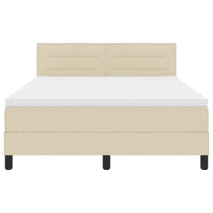 Κρεβάτι με ελατήρια με κεφαλάρι Κρεμ 160 x 200 cm ύφασμα - Pakobazaar