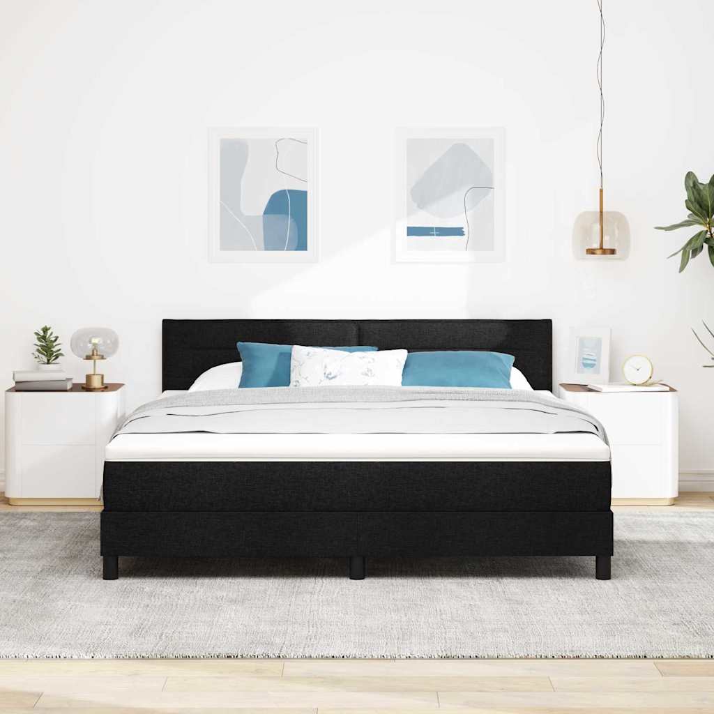 Κρεβάτι με ελατήρια με στρώμα Μαύρο 180 x 200 cm ύφασμα - Pakobazaar