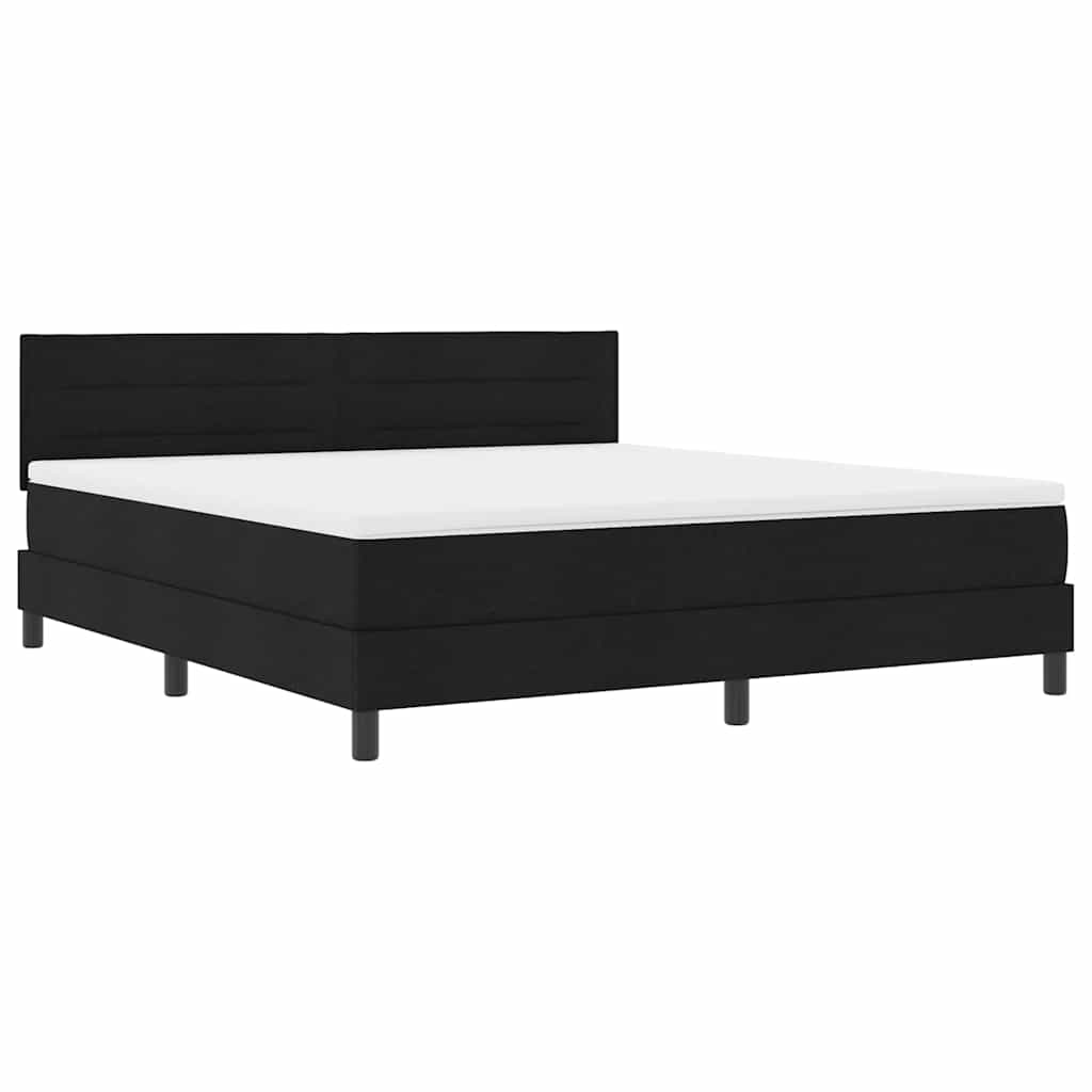 Κρεβάτι με ελατήρια με στρώμα Μαύρο 180 x 200 cm ύφασμα - Pakobazaar