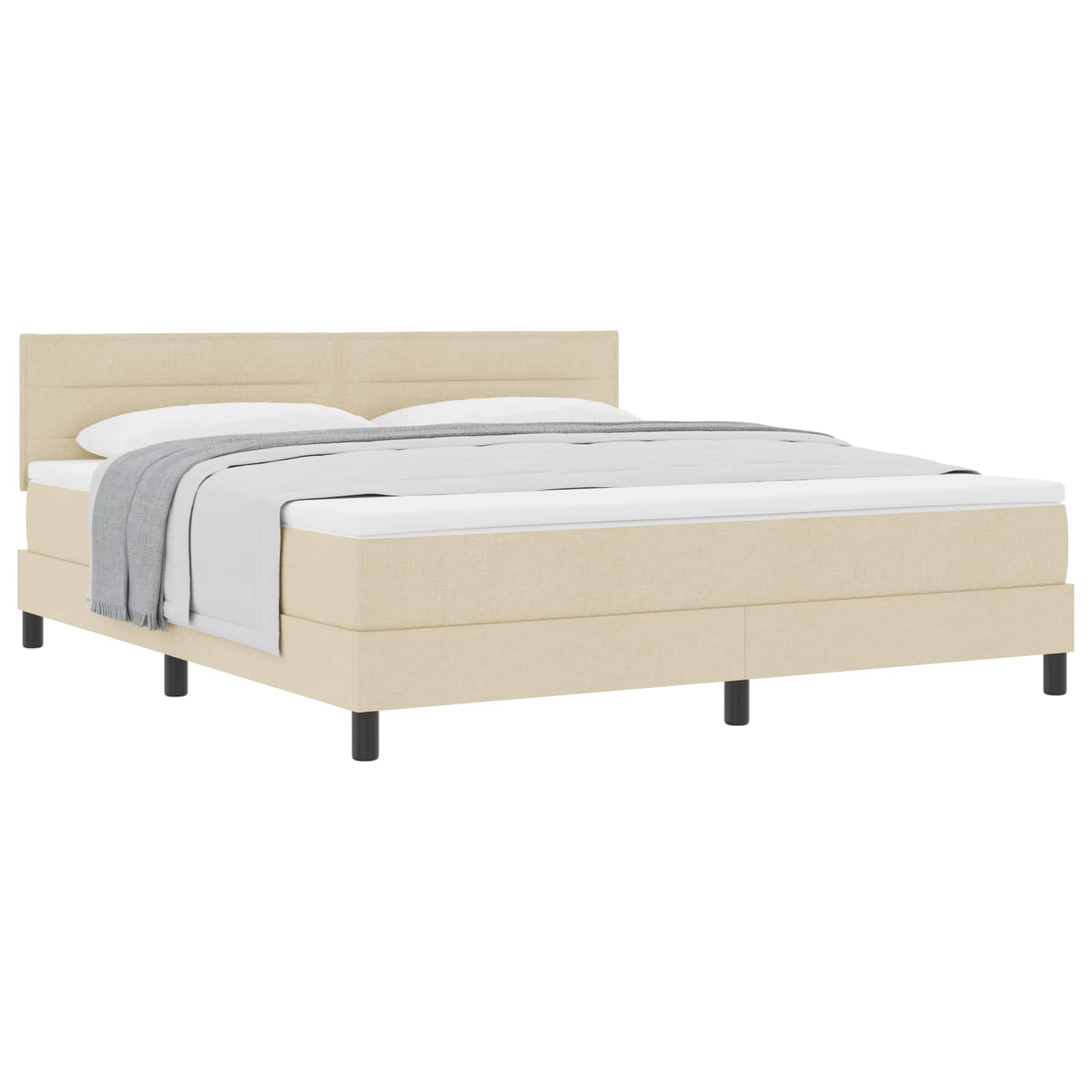 Κρεβάτι με ελατήρια με στρώμα Κρεμ 180 x 200 cm ύφασμα - Pakobazaar