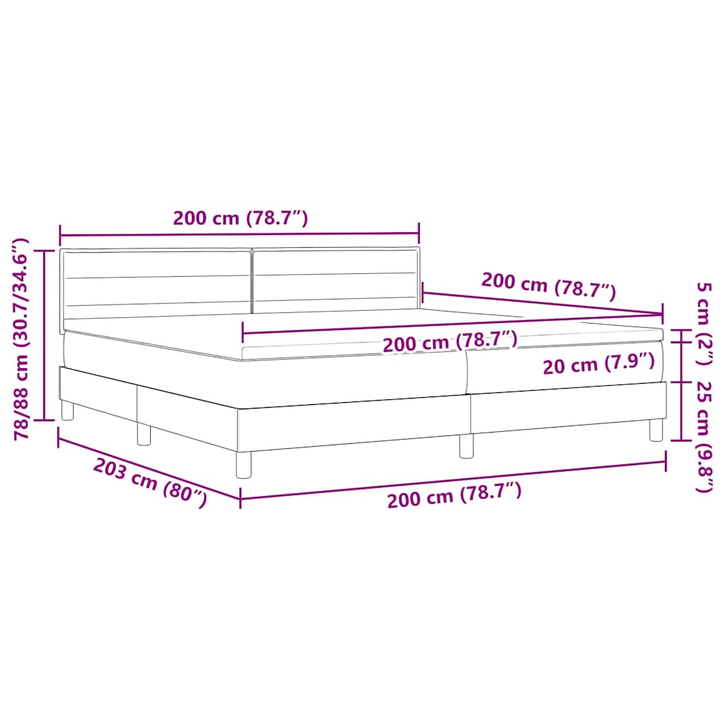 Κρεβάτι με ελατήρια με στρώμα Taupe 200 x 200 cm ύφασμα - Pakobazaar