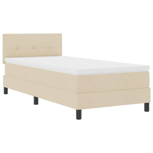 Κρεβάτι με ελατήρια με κεφαλάρι Κρεμ 90 x 190 cm ύφασμα - Pakobazaar