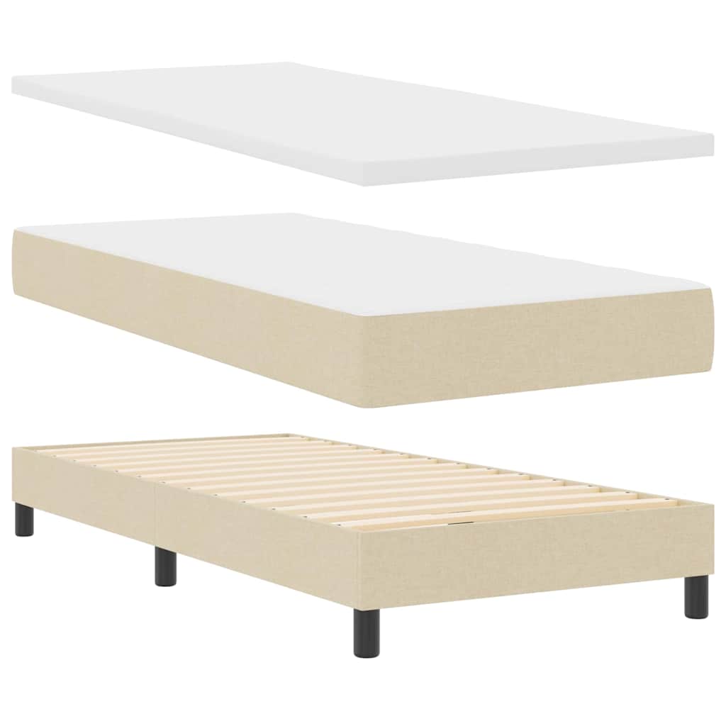 Κρεβάτι με ελατήρια με κεφαλάρι Κρεμ 90 x 190 cm ύφασμα - Pakobazaar
