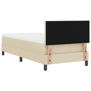 Κρεβάτι με ελατήρια με κεφαλάρι Κρεμ 90 x 190 cm ύφασμα - Pakobazaar