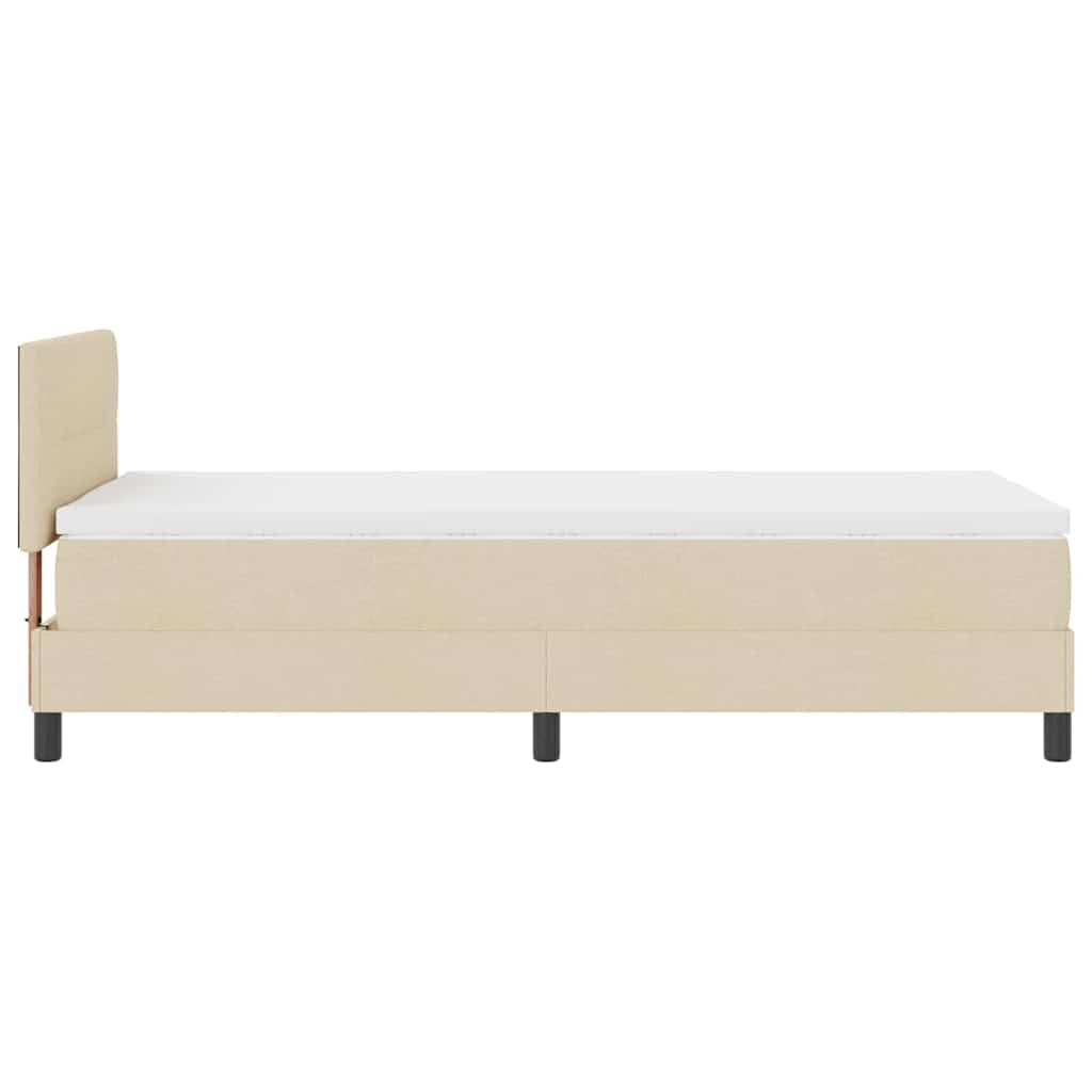 Κρεβάτι με ελατήρια με κεφαλάρι Κρεμ 90 x 190 cm ύφασμα - Pakobazaar
