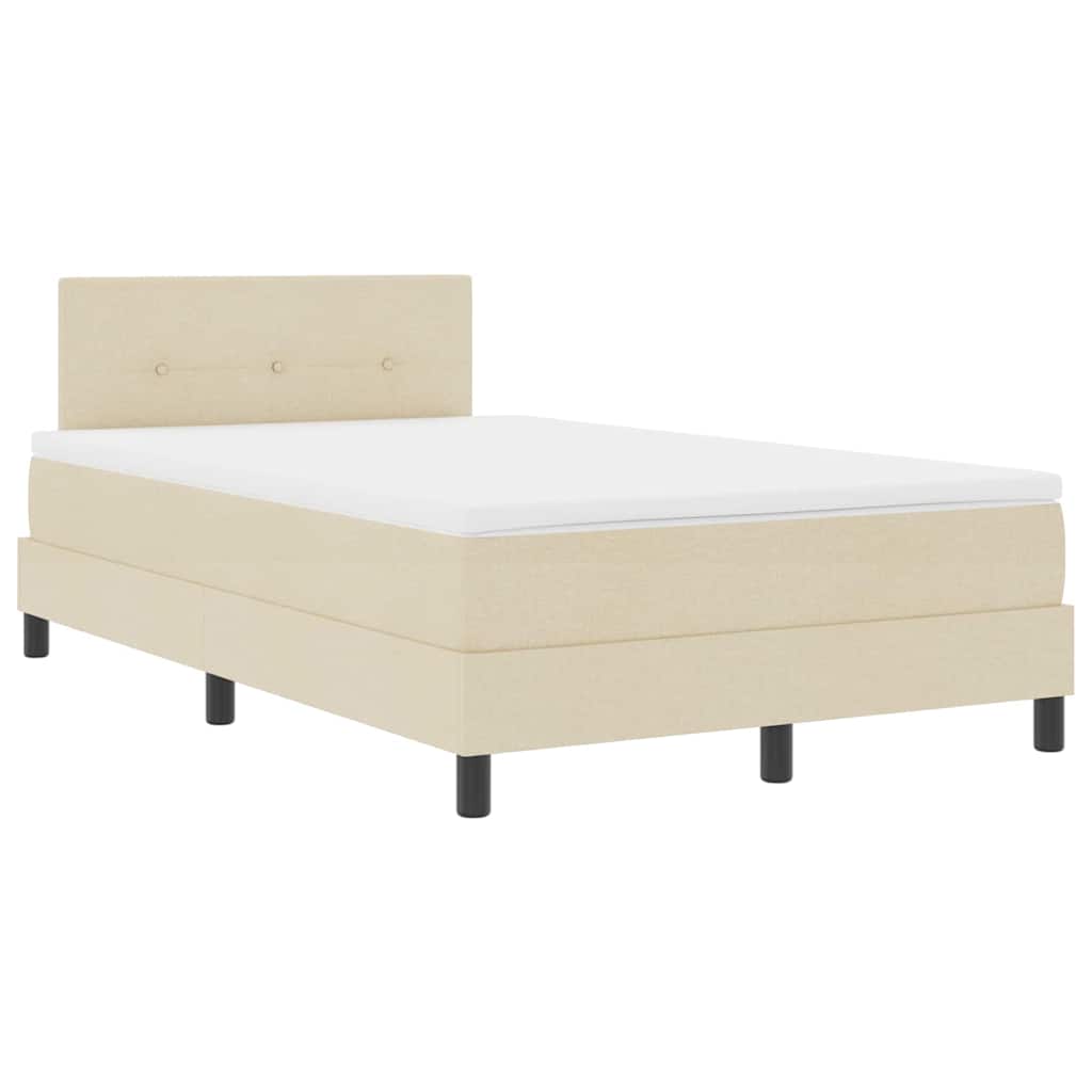 Κρεβάτι με ελατήρια με κεφαλάρι Κρεμ 120 x 190 cm ύφασμα - Pakobazaar
