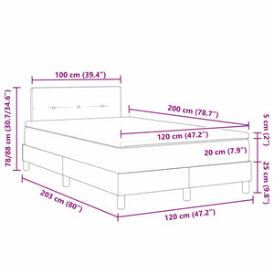 Κρεβάτι με ελατήρια Ανοιχτό γκρι 120 x 200 cm ύφασμα - Pakobazaar