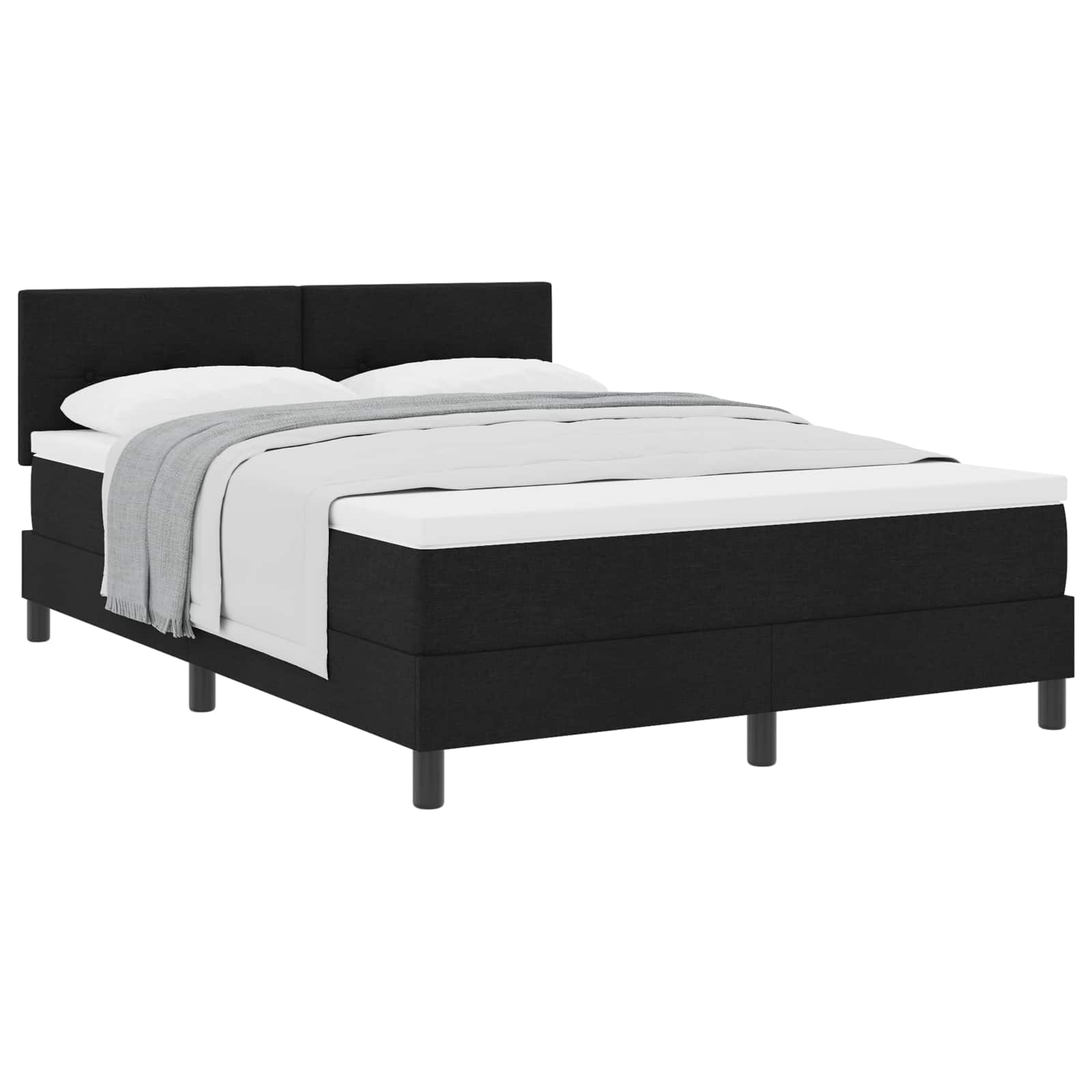 Κρεβάτι με ελατήρια με κεφαλάρι Μαύρο 140 x 190 cm ύφασμα - Pakobazaar