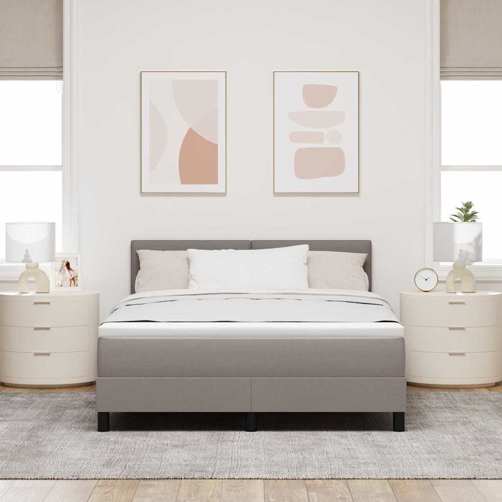 Κρεβάτι με ελατήρια με στρώμα Taupe 140 x 190 cm ύφασμα - Pakobazaar