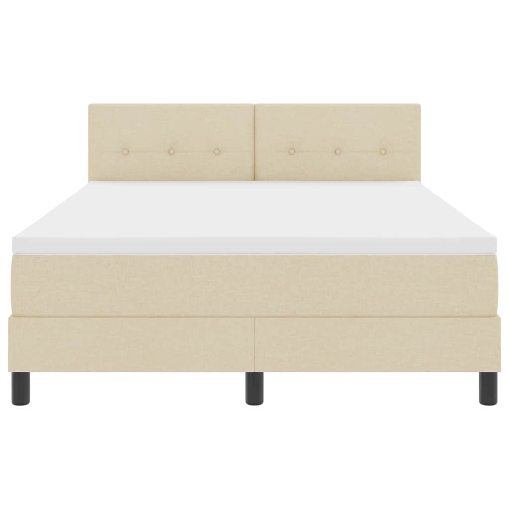 Κρεβάτι με ελατήρια με στρώμα Κρεμ 140 x 190 cm ύφασμα - Pakobazaar