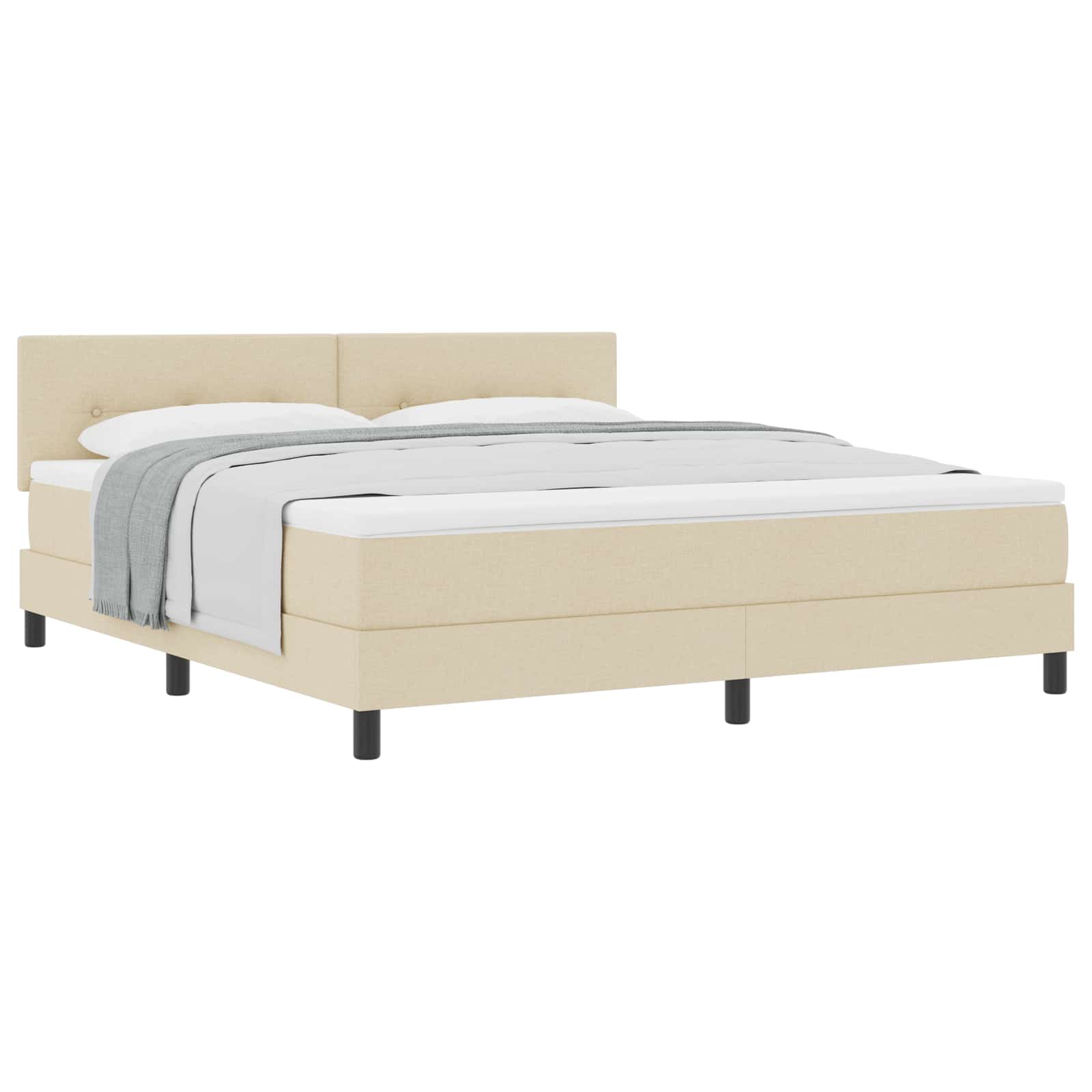 Κρεβάτι με ελατήρια με στρώμα Κρεμ 180 x 200 cm ύφασμα - Pakobazaar