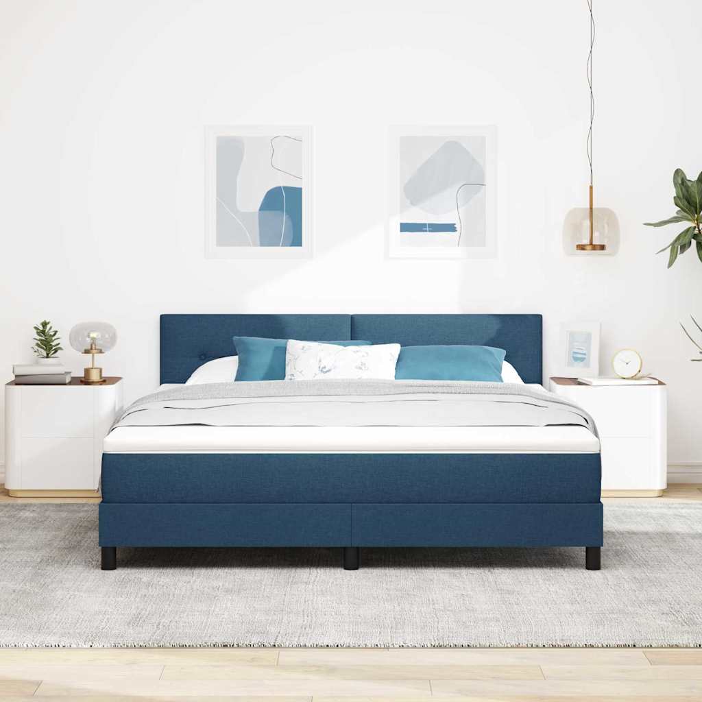 Κρεβάτι με ελατήρια με κεφαλάρι Μπλε 180 x 200 cm ύφασμα - Pakobazaar
