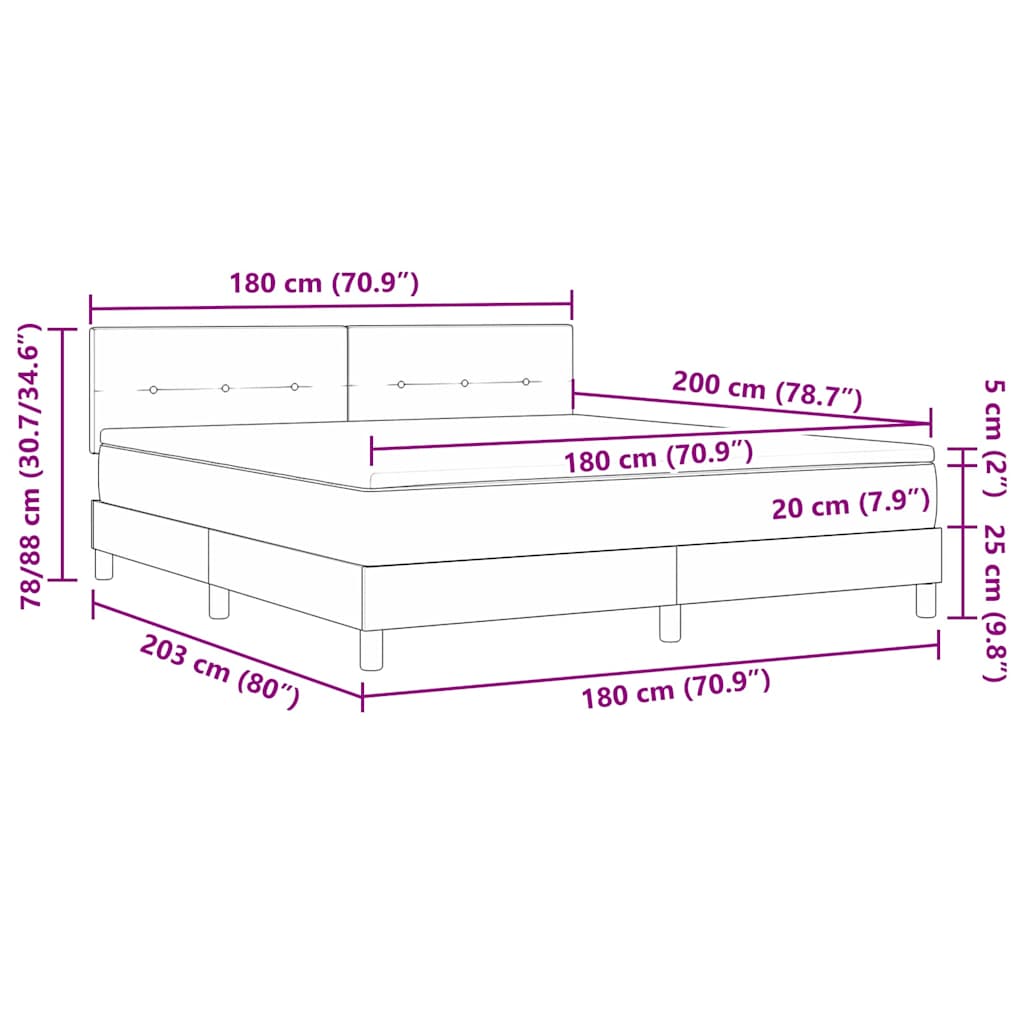 Κρεβάτι με ελατήρια με κεφαλάρι Μπλε 180 x 200 cm ύφασμα - Pakobazaar