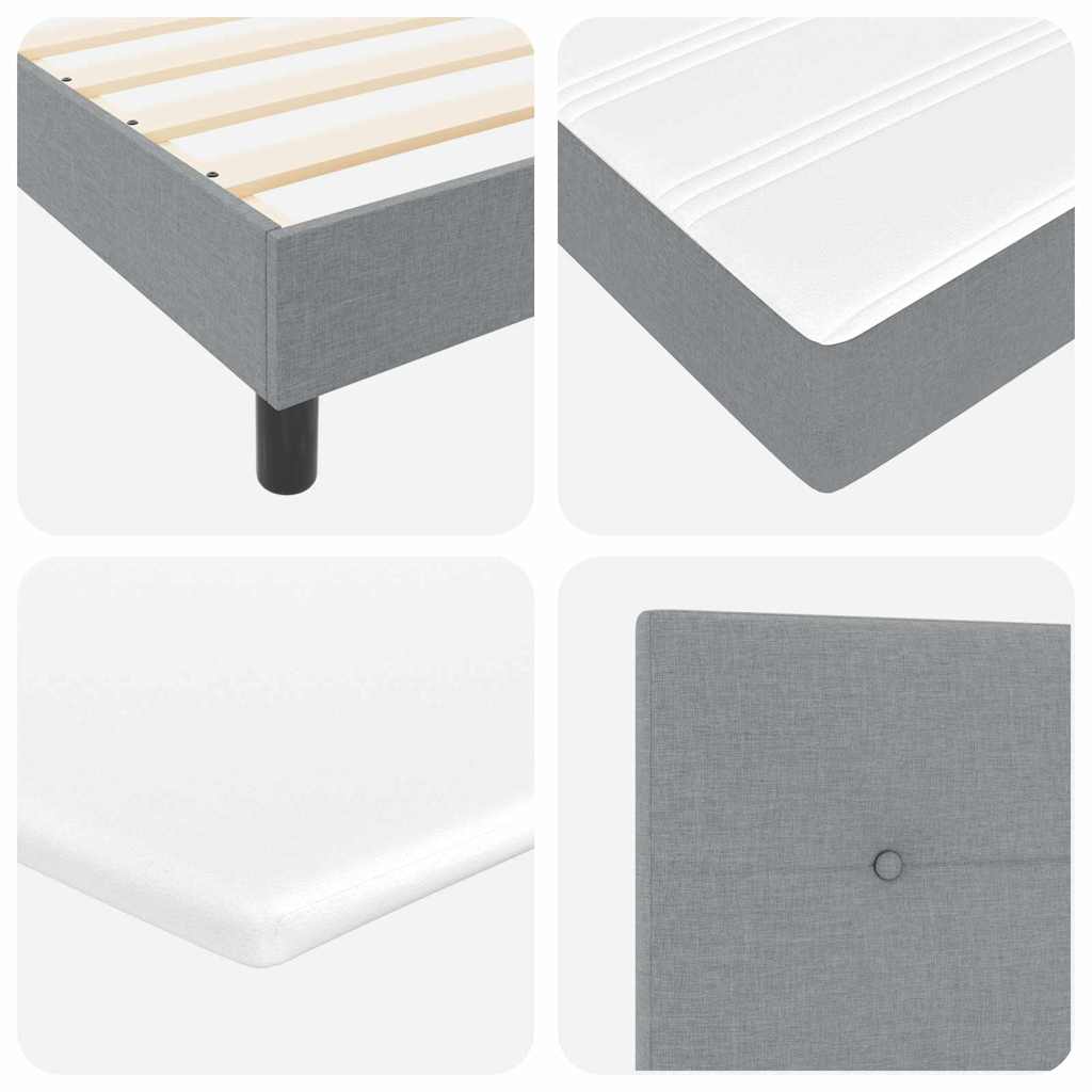 Κρεβάτι με ελατήρια Ανοιχτό γκρι 200 x 200 cm ύφασμα - Pakobazaar