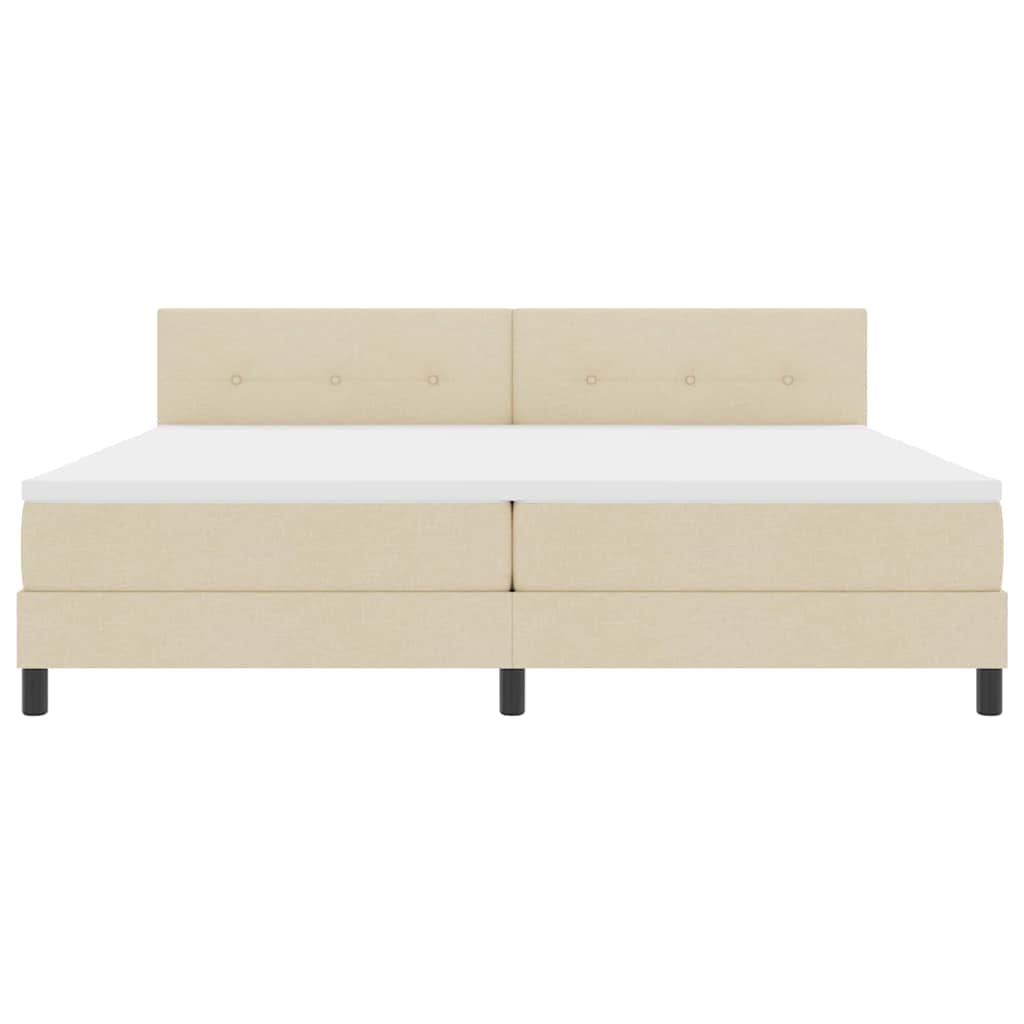 Κρεβάτι με ελατήρια με κεφαλάρι Κρεμ 200 x 200 cm ύφασμα