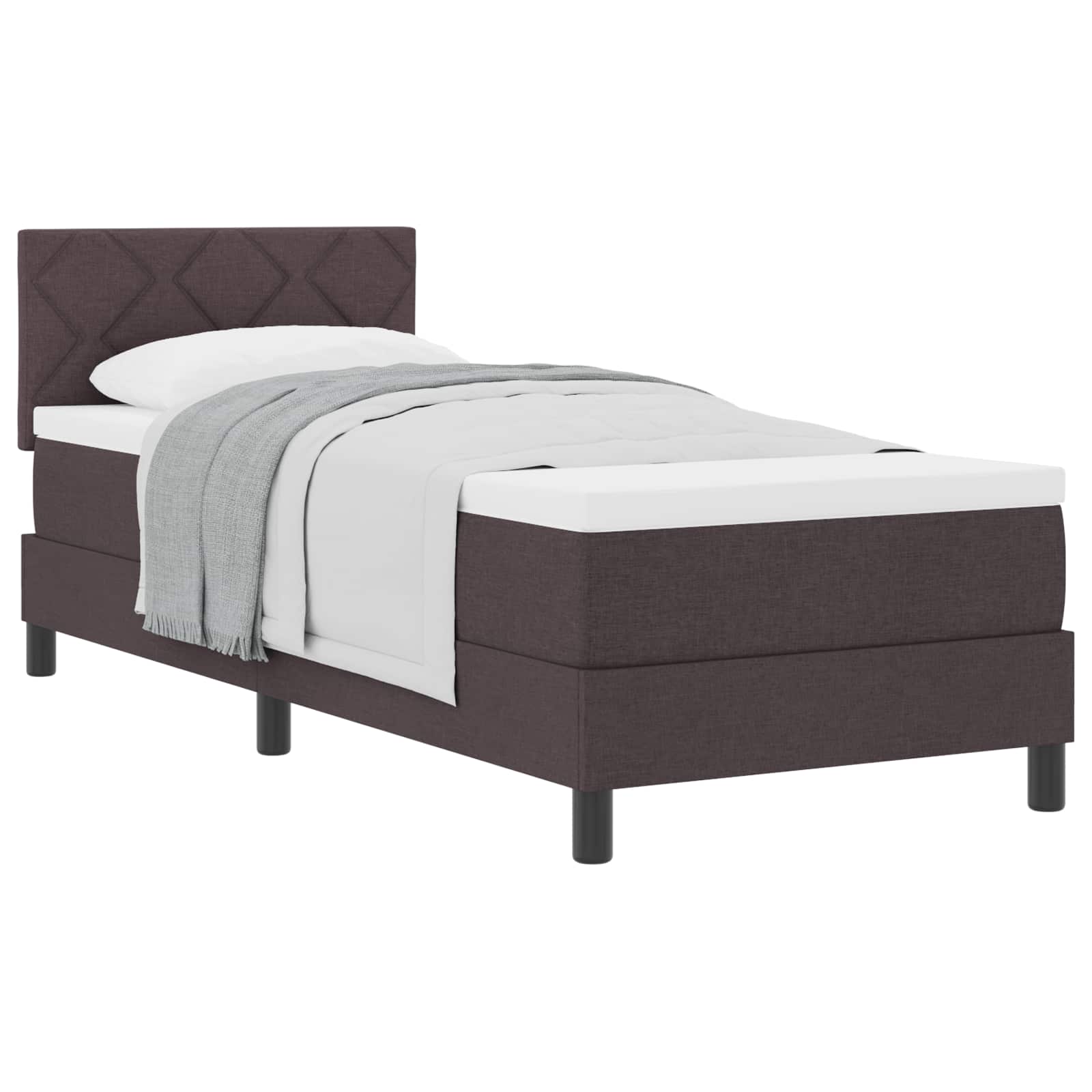 Κρεβάτι με ελατήρια με στρώμα Σκούρο Καφέ 80 x 200 cm ύφασμα - Pakobazaar