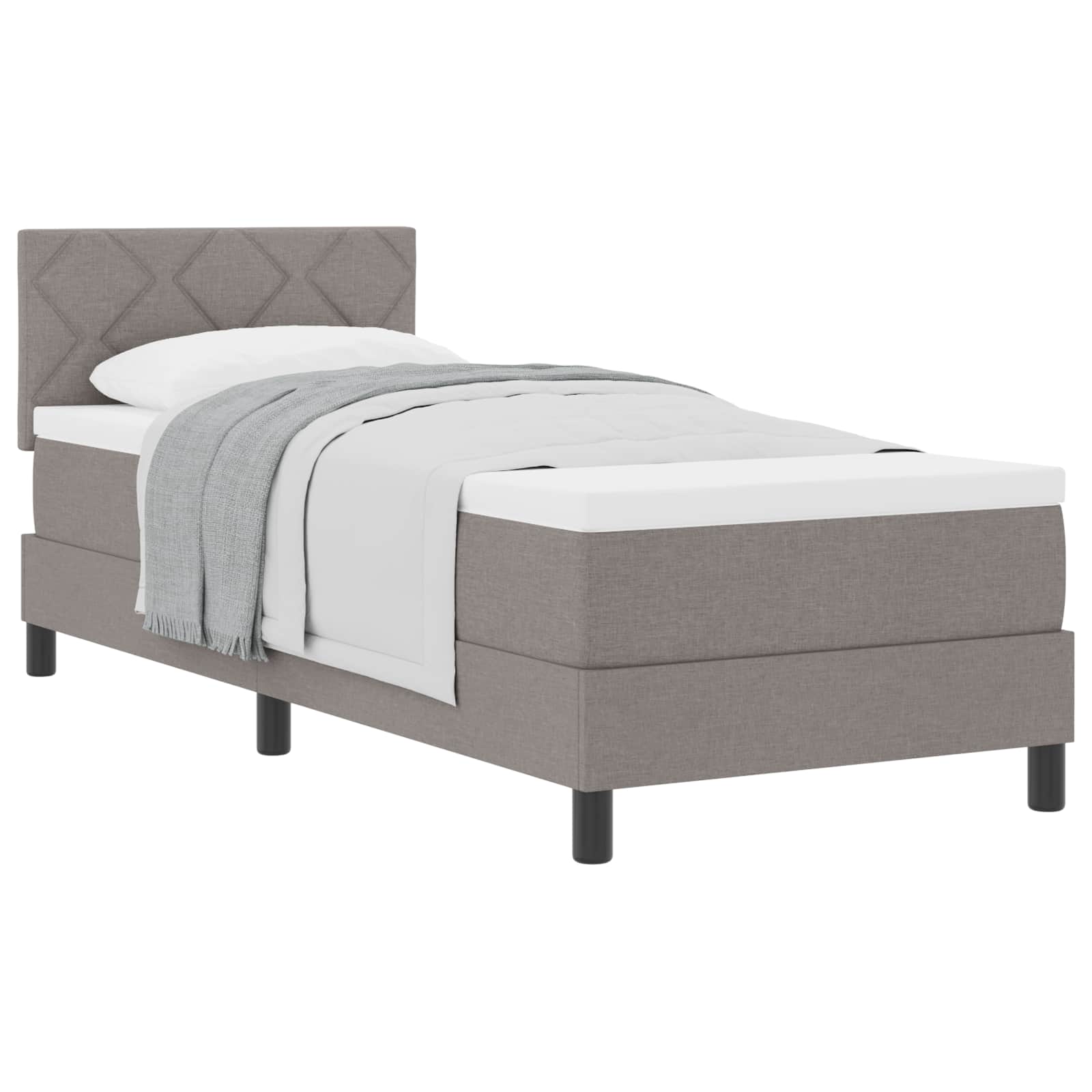 Κρεβάτι με ελατήρια με κεφαλάρι Taupe 80 x 200 cm ύφασμα - Pakobazaar