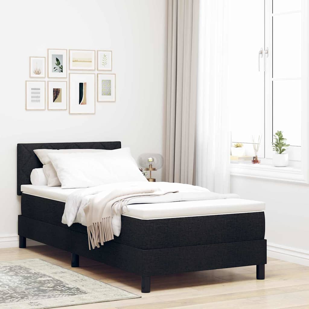Κρεβάτι με ελατήρια με στρώμα Μαύρο 90 x 190 cm ύφασμα - Pakobazaar