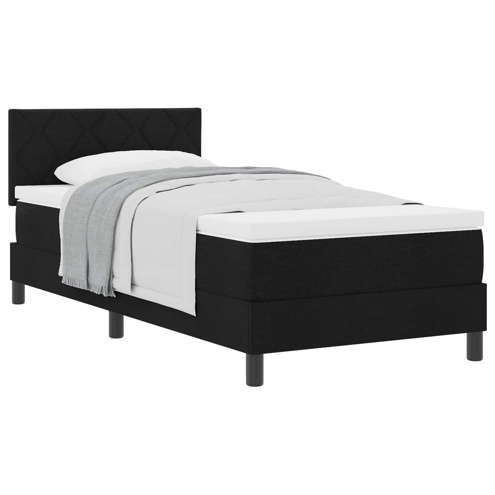 Κρεβάτι με ελατήρια με στρώμα Μαύρο 90 x 190 cm ύφασμα - Pakobazaar