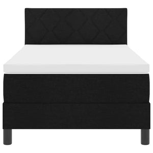 Κρεβάτι με ελατήρια με στρώμα Μαύρο 90 x 190 cm ύφασμα - Pakobazaar