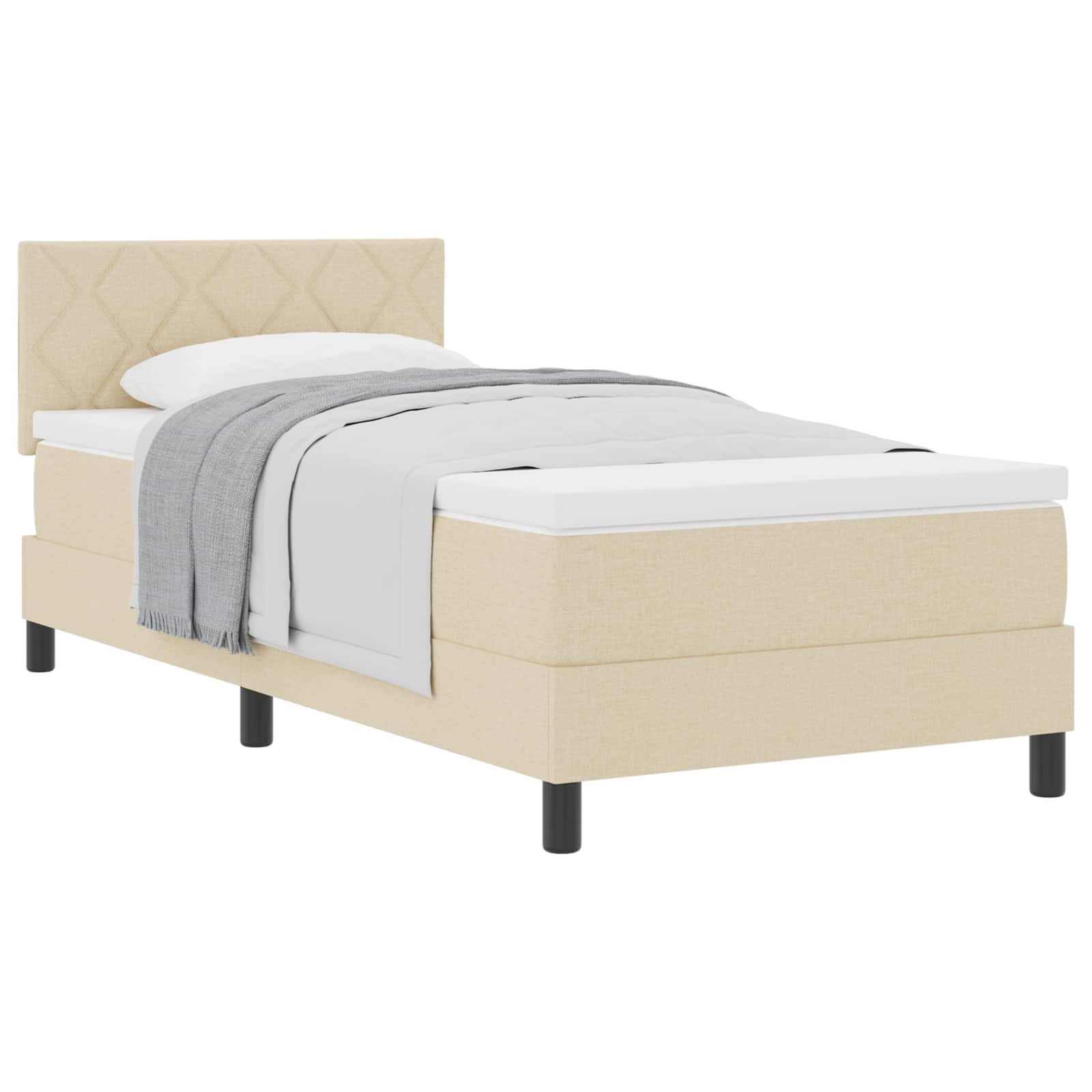 Κρεβάτι με ελατήρια με στρώμα Κρεμ 90 x 190 cm ύφασμα - Pakobazaar