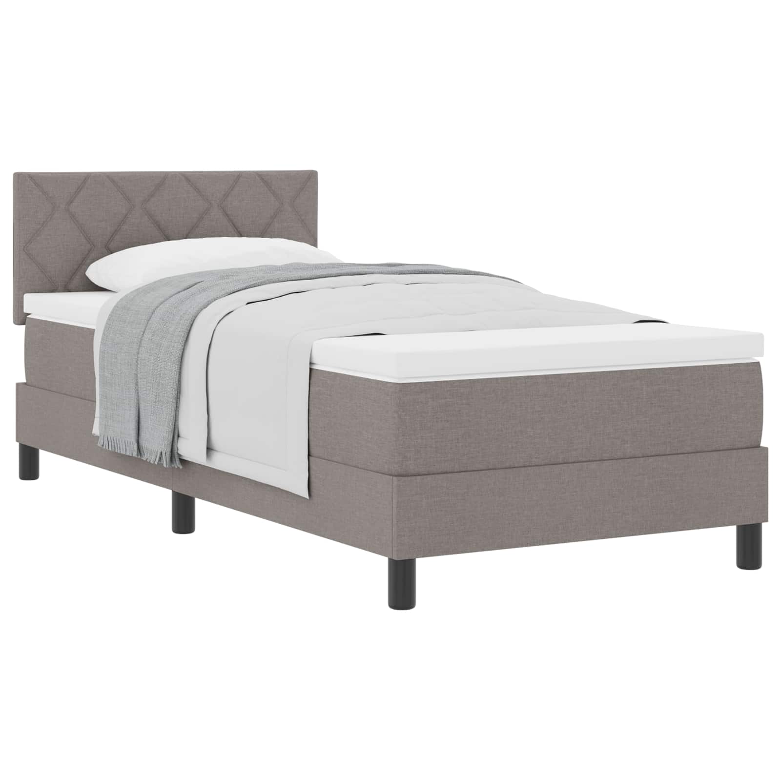 Κρεβάτι με ελατήρια με κεφαλάρι Taupe 100 x 200 cm ύφασμα