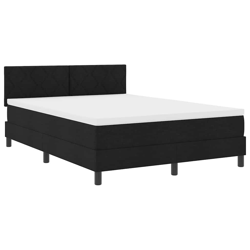 Κρεβάτι με ελατήρια με κεφαλάρι Μαύρο 140 x 190 cm ύφασμα - Pakobazaar